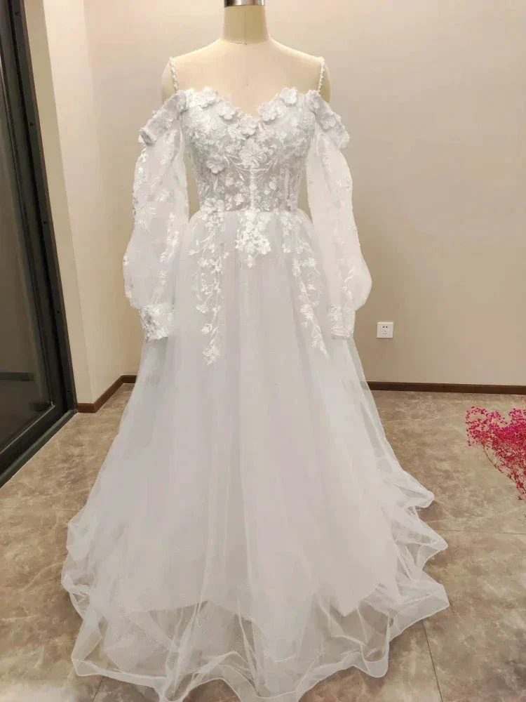 Vestido De Noiva Boho Lace Puffy Tulle Wedding Dresses Bridal Gowns Robe De Mariée Vestidos De Novia - Image 2