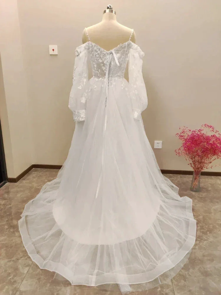 Vestido De Noiva Boho Lace Puffy Tulle Wedding Dresses Bridal Gowns Robe De Mariée Vestidos De Novia - Image 3