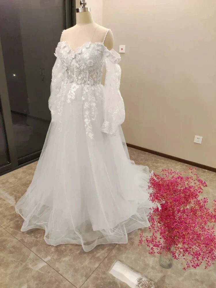 Vestido De Noiva Boho Lace Puffy Tulle Wedding Dresses Bridal Gowns Robe De Mariée Vestidos De Novia - Image 4