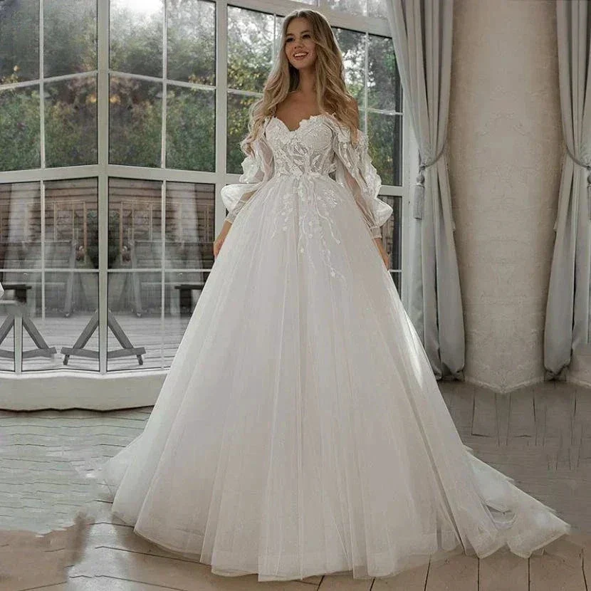 Vestido De Noiva Boho Lace Puffy Tulle Wedding Dresses Bridal Gowns Robe De Mariée Vestidos De Novia - Image 6