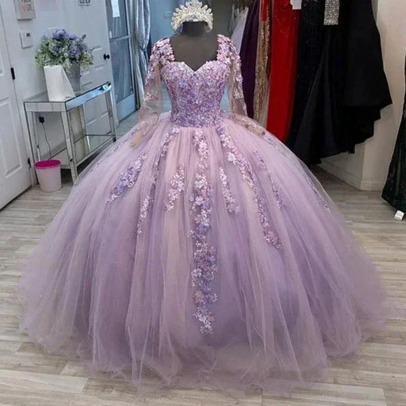 Vintage Ball Gown Lavender Lace Tulle Sweet 16 Dress Y809 - Image 2