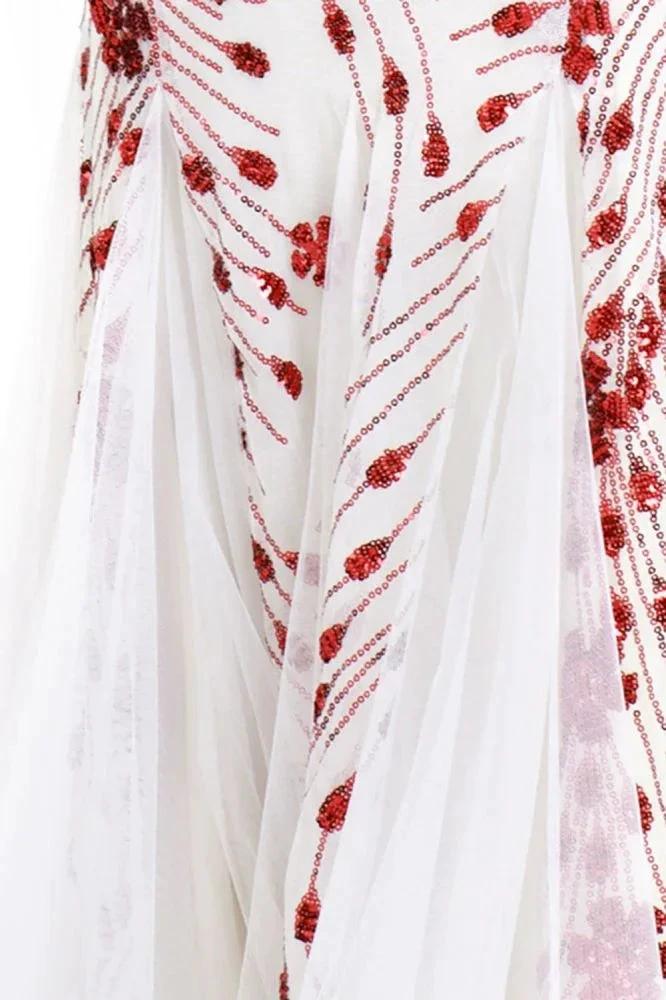 Vintage Beadings Mermaid Evening Gowns V-Neck Floor Length Prom Dress - Image 8