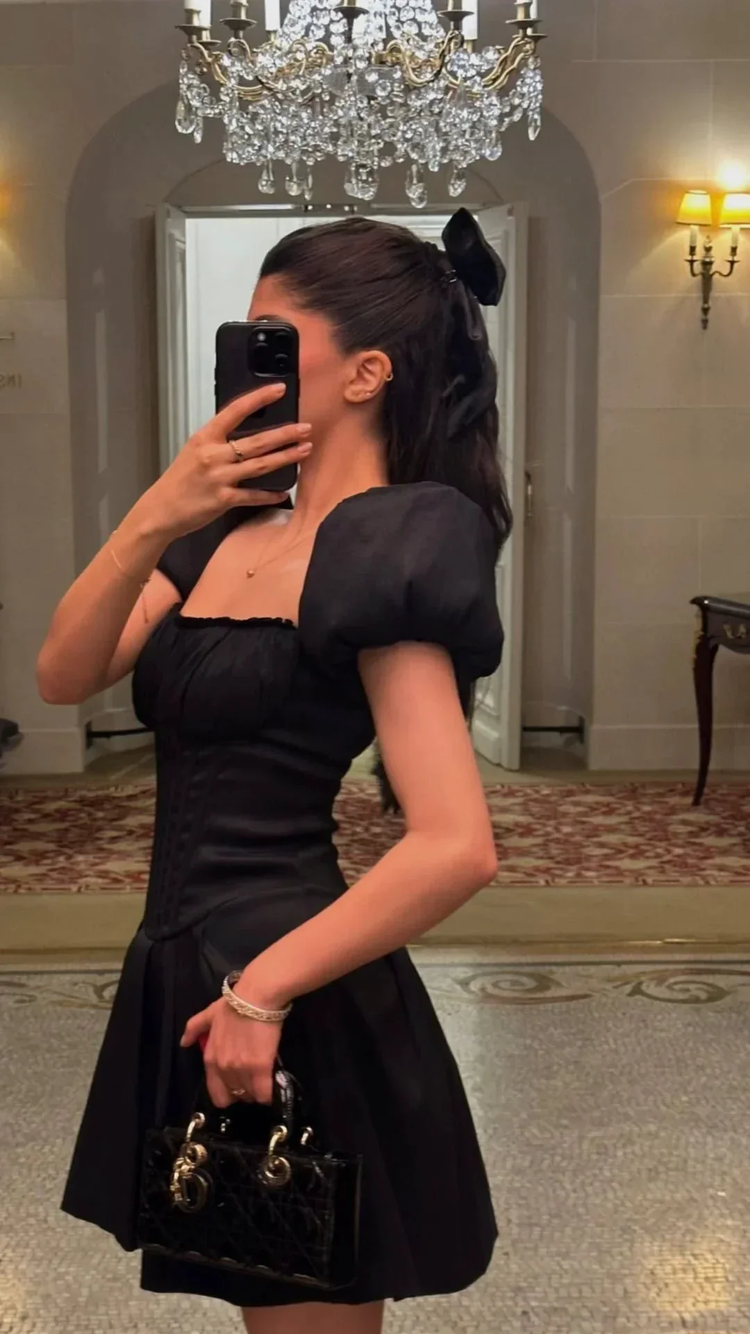 Vintage Black Puffy Sleeves Homecoming Dress Black Birthday Party Dress Y5811 - Image 2