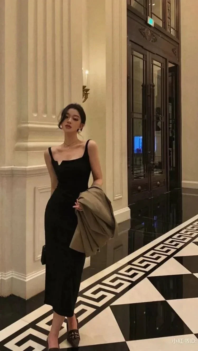 Vintage Black Sleeveless Evening Dress,New Year Outfit Dress Y1359 - Image 2