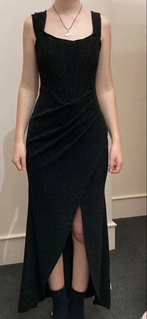Vintage Black Straps Prom Dress Black Evening Dress Y6203 - Image 2