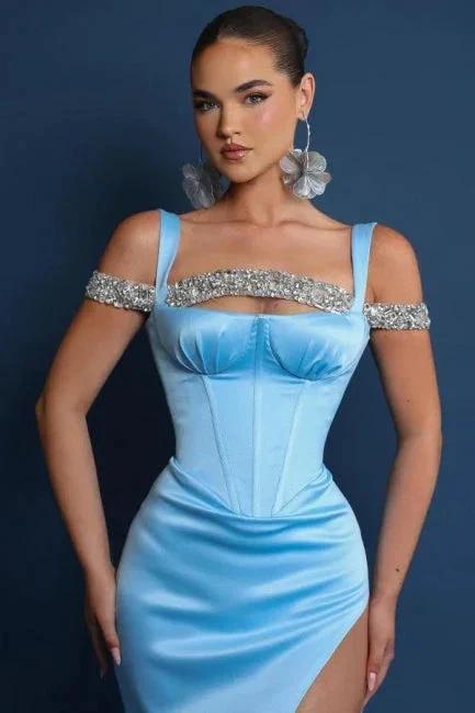 Vintage Column Satin Square Sleeveless Prom Dresses With Split Front - Image 2