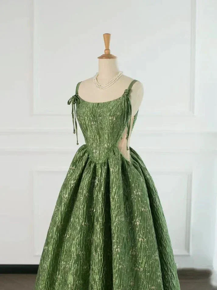 Vintage Green Evening Gown Spaghetti Straps A Line Prom Party Dress Brithday Ball Gown Y7567 - Image 5