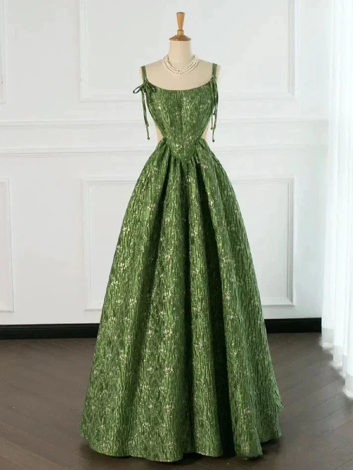 Vintage Green Evening Gown Spaghetti Straps A Line Prom Party Dress Brithday Ball Gown Y7567 - Image 6