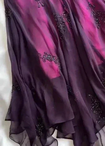 Vintage Halter Purple Beaed Chiffon Mermaid Prom Dress Long Party Evening Dress Y7503 - Image 4