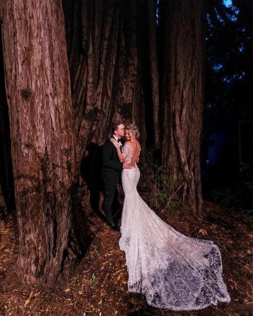 Vintage Lace Mermaid Wedding Dresses with Long Sleeves - Image 3