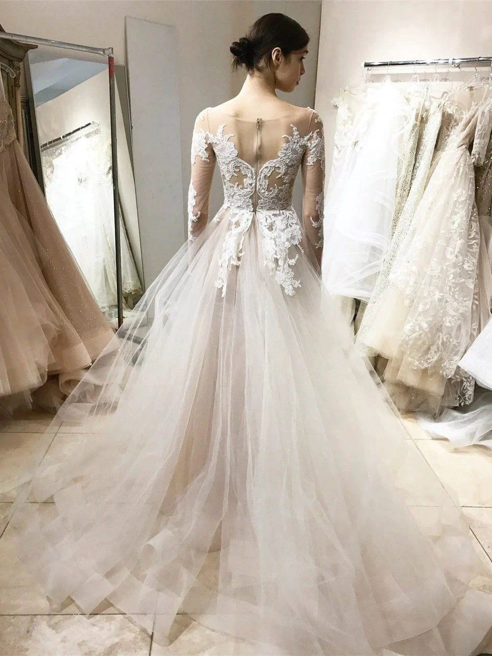 Vintage Lace Wedding Dresses Ball Gown with Long Sleeves   WD320 - Image 3