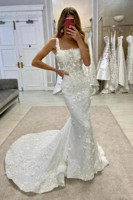 Vintage Long A-Line Lace Sleeveless Appliques Wedding Dresses with Detachable Train - Image 3