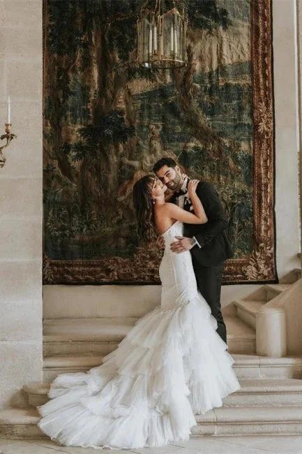 Vintage Mermaid Sleeveless Wedding Dresses With Lace - Image 2