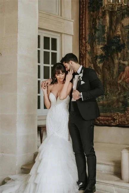 Vintage Mermaid Sleeveless Wedding Dresses With Lace - Image 3