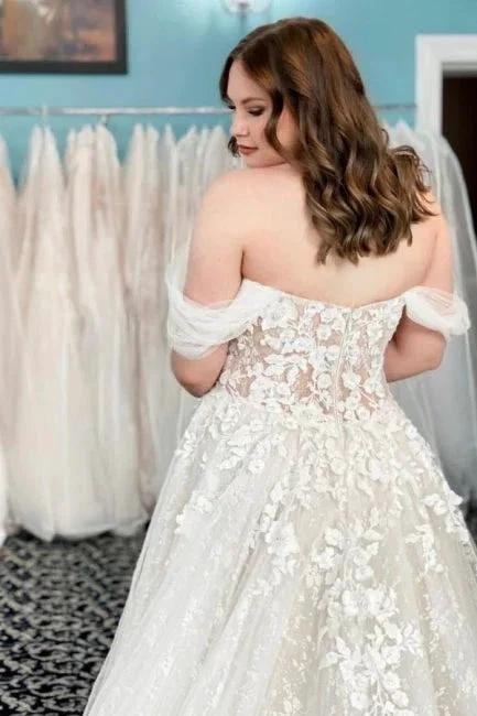 Vintage Off-the-shoulder Sleeveless A-Line Lace Wedding Gowns - Image 2