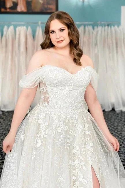 Vintage Off-the-shoulder Sleeveless A-Line Lace Wedding Gowns - Image 3