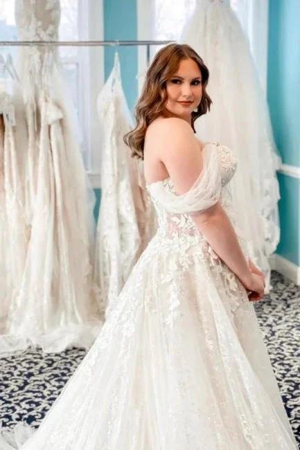 Vintage Off-the-shoulder Sleeveless A-Line Lace Wedding Gowns - Image 4