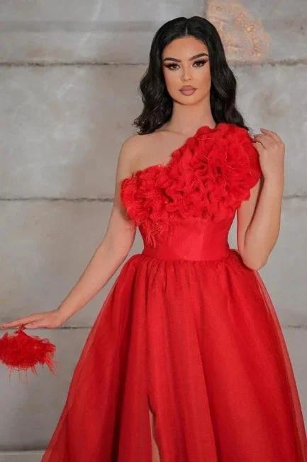 Vintage one shoulder sleeveless a-line tulle evening dresses pattern - Image 2