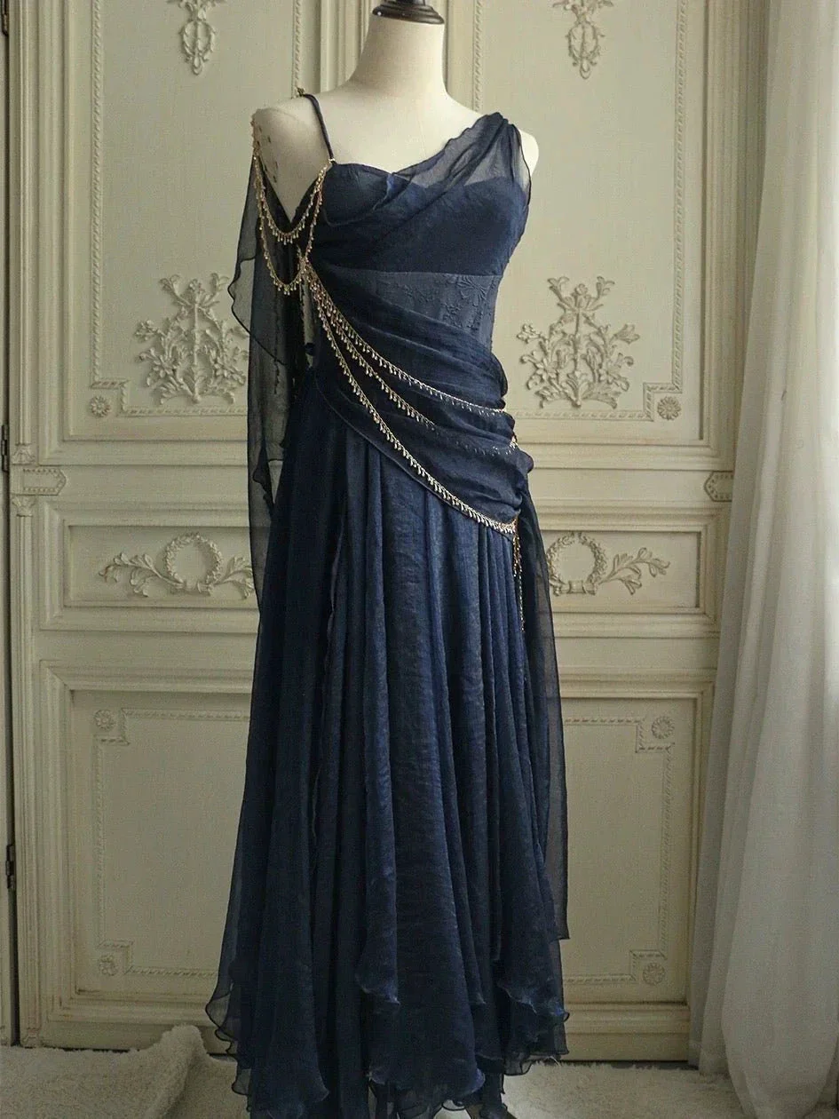 Vintage Pink One Shoulder Chiffon Evening Dress A Line Prom Dress Y7791 - Image 3