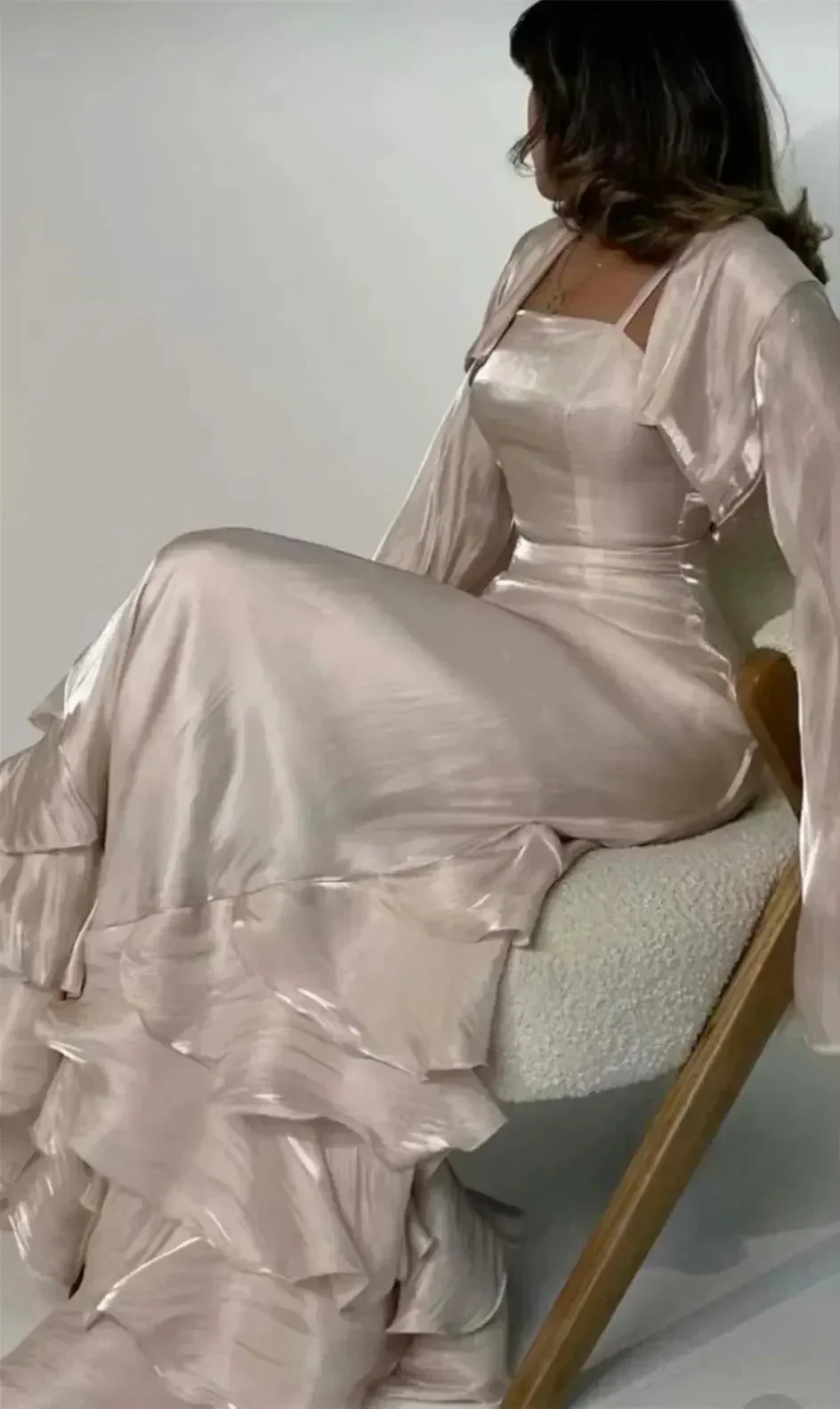 Vintage Prom Dresses with Pleated Ruffles Floor Length Evening Gown Y4595 - Image 2