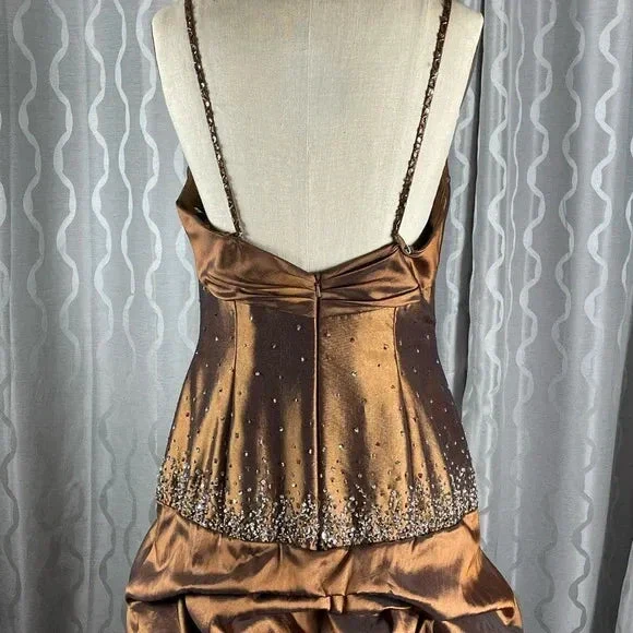 Vintage Satin Beaded Ruched Evening Dress Memaid Prom Dress Y8243 - Image 4
