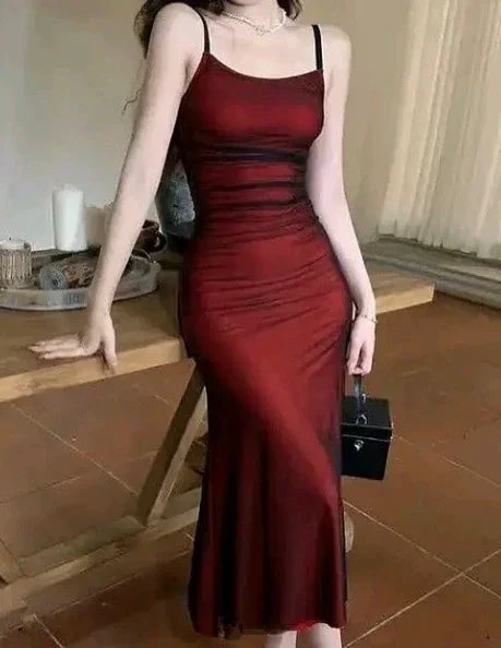 Vintage Satin Tulle Spaghetti Straps Prom Dress Evening Dress Y8471 - Image 2