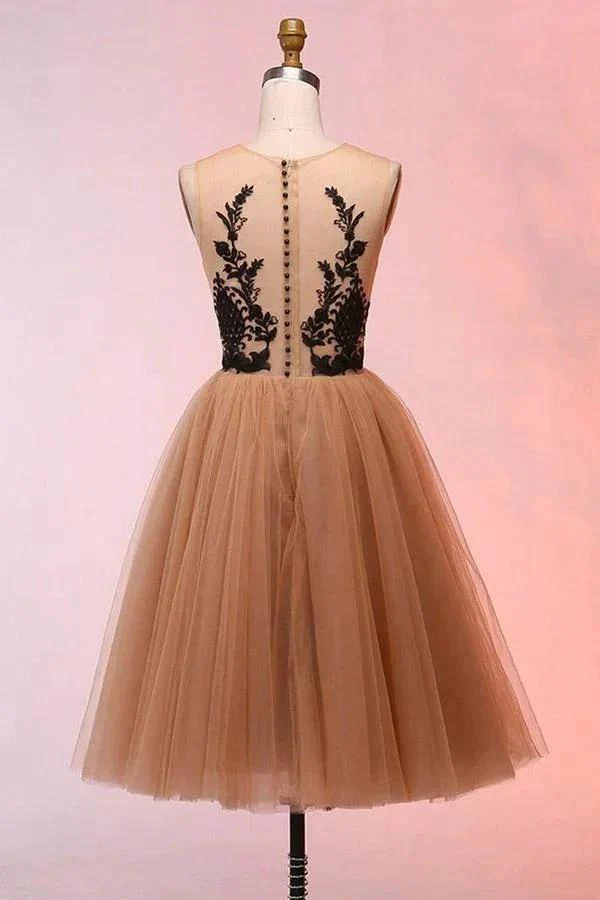 Vintage Short Tulle Appliques Homecoming Dress Short Prom Dress PD298 - Image 2