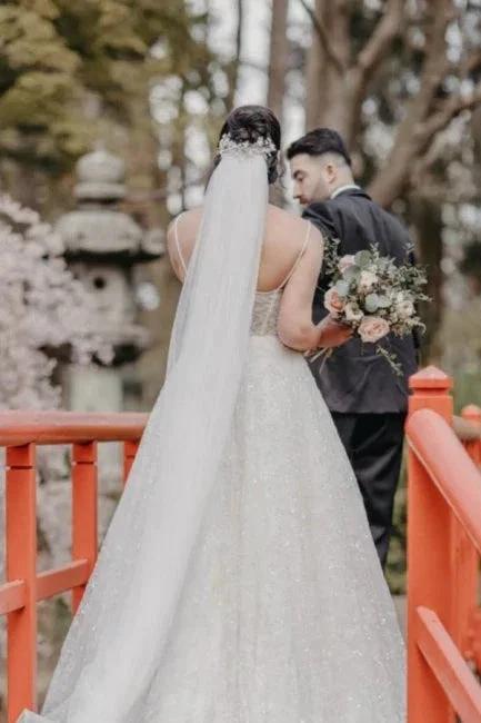 Vintage Spaghetti Strap Sleeveless A-Line Floor-Length Tulle Wedding Dresses with Beading - Image 3