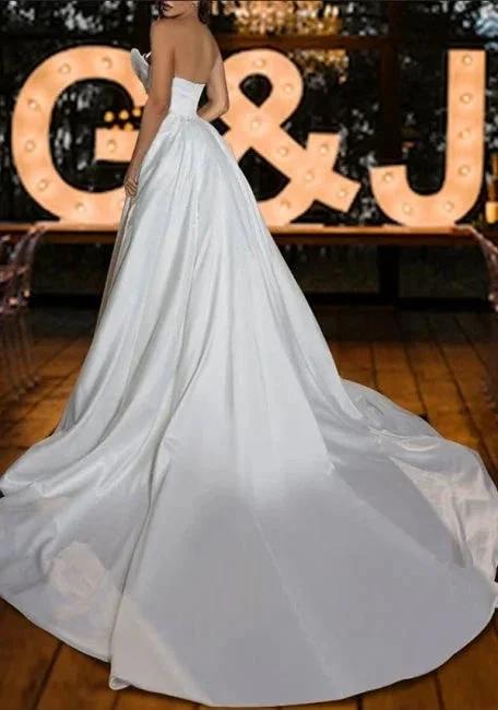 Vintage strapless mermaid sequined sleeveless satin Wedding Dresses - Image 2