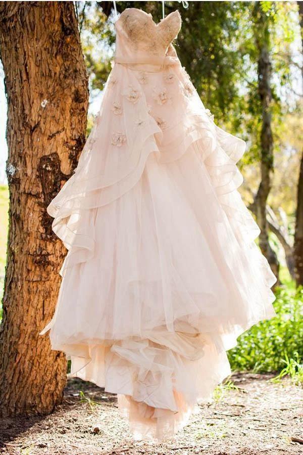 Vintage Strapless Sweetheart Neckline Flower Tulle Wedding Dress WD132 - Image 2