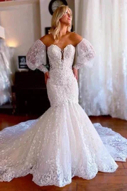 Vintage Sweetheart Lace Sleeveless Mermaid Wedding Dress Bridal Gowns - Image 5