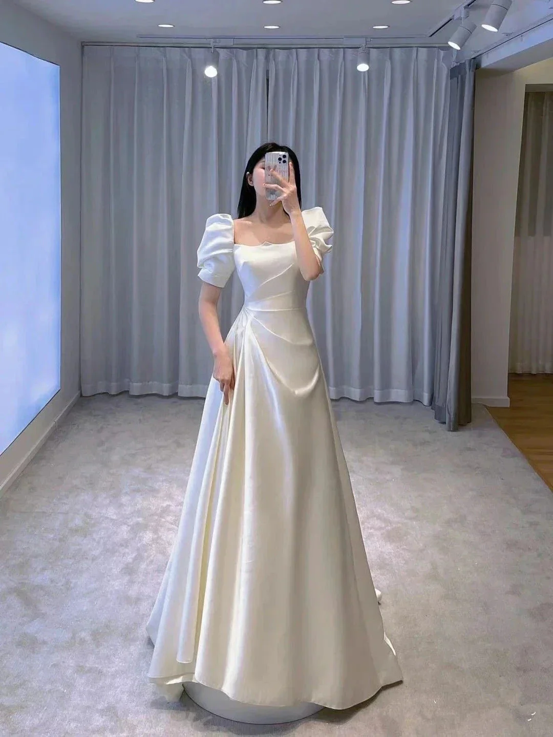 Vintage White A-line Wedding Dress,White Bridal Dress Y4417 - Image 2