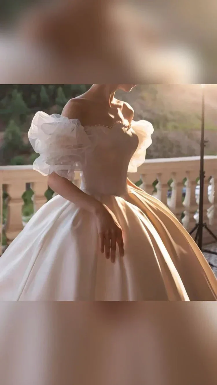 Vintage White Satin Wedding Dress Charming Wedding Dress Y411 - Image 3