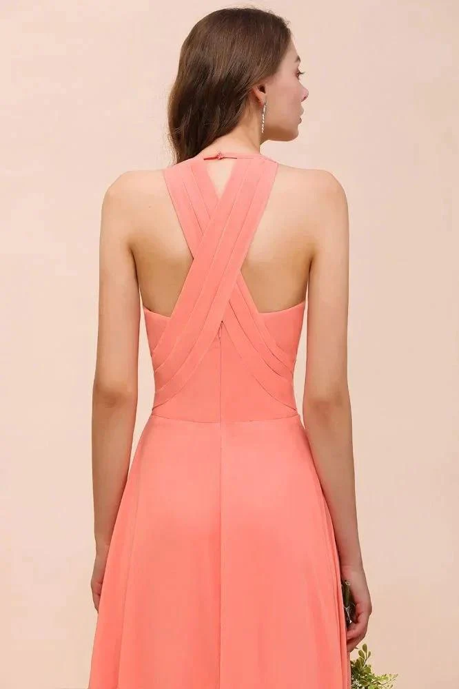 Watermelon Colorful Bridesmaid Maxi Dress Floor-Length V-Neck Maid of Honor Dress - Image 8