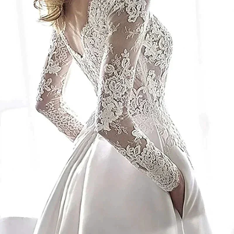 Wedding Dresses 2021 Bride Dress Elegant Full Case Court Train Vestido De Noiva A-line Princess Luxury Light Wedding dress - Image 4