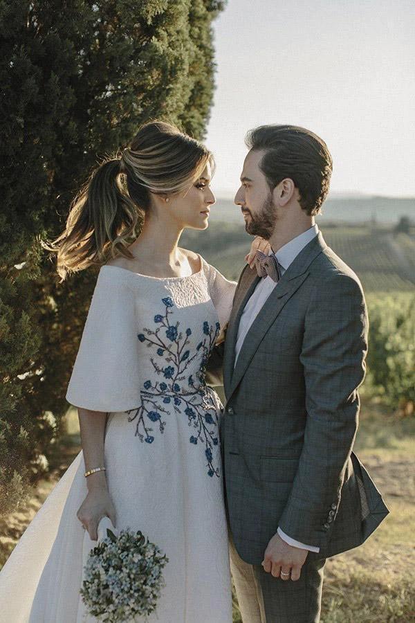 Wedding Dresses Bateau Embroidery Romantic Half Sleeve Bridal Gown  WD483 - Image 2
