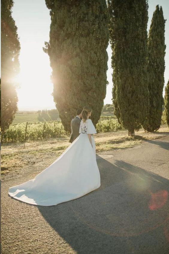 Wedding Dresses Bateau Embroidery Romantic Half Sleeve Bridal Gown  WD483 - Image 5