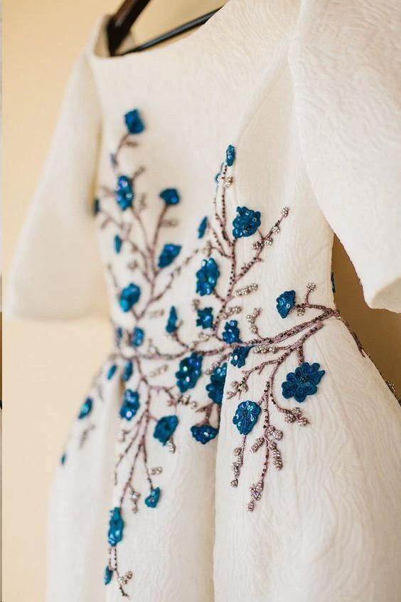 Wedding Dresses Bateau Embroidery Romantic Half Sleeve Bridal Gown  WD483 - Image 8