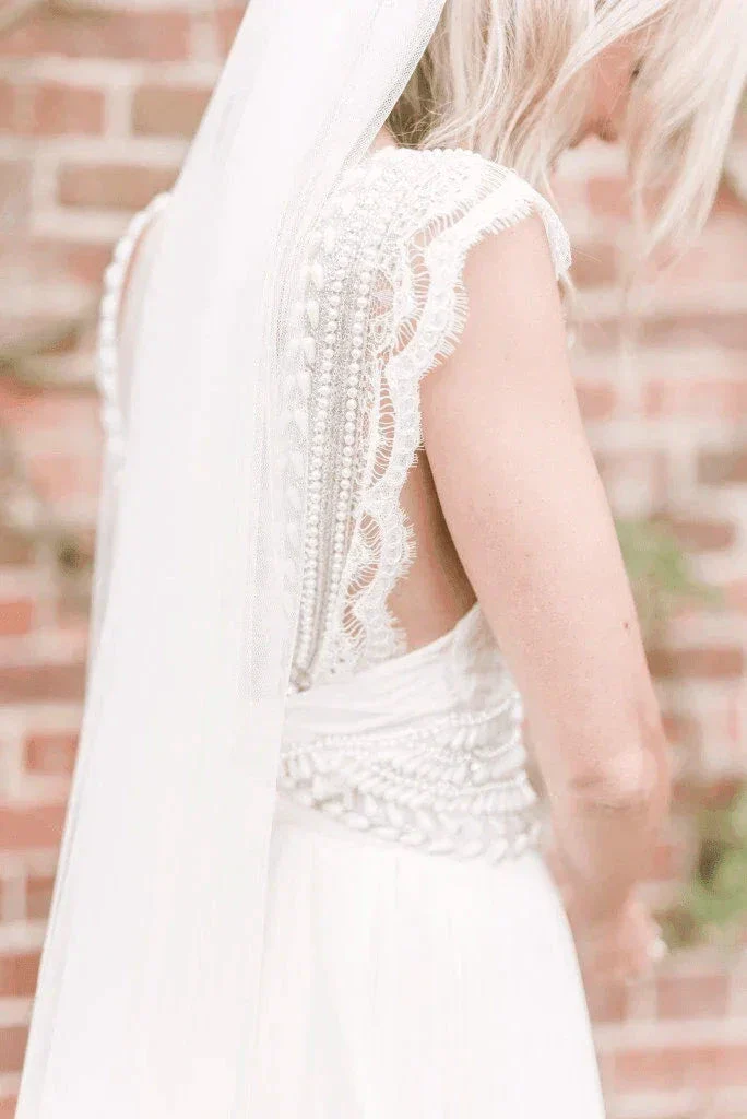 Wedding Dresses Modest Deep V-neck  Beach Open Back Bridal Gowns WD539 - Image 6