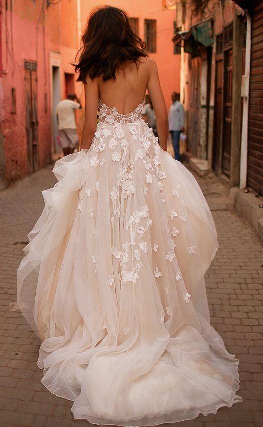Wedding Dresses Straps A-line Backless Brush Train Tulle Long Bridal Gown   WD426 - Image 3
