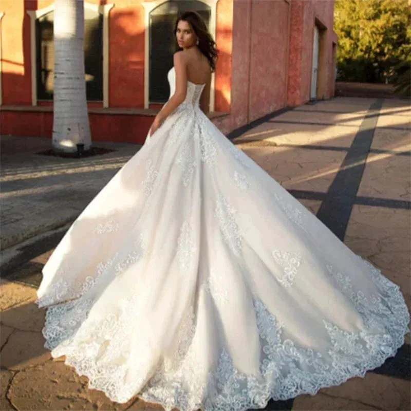 Wedding Dresses Sweetheart Prom Gowns Women's A-Line Sleeveless Lace Applique Back Tie Design Customization Robe Vestidos De Muj - Image 2