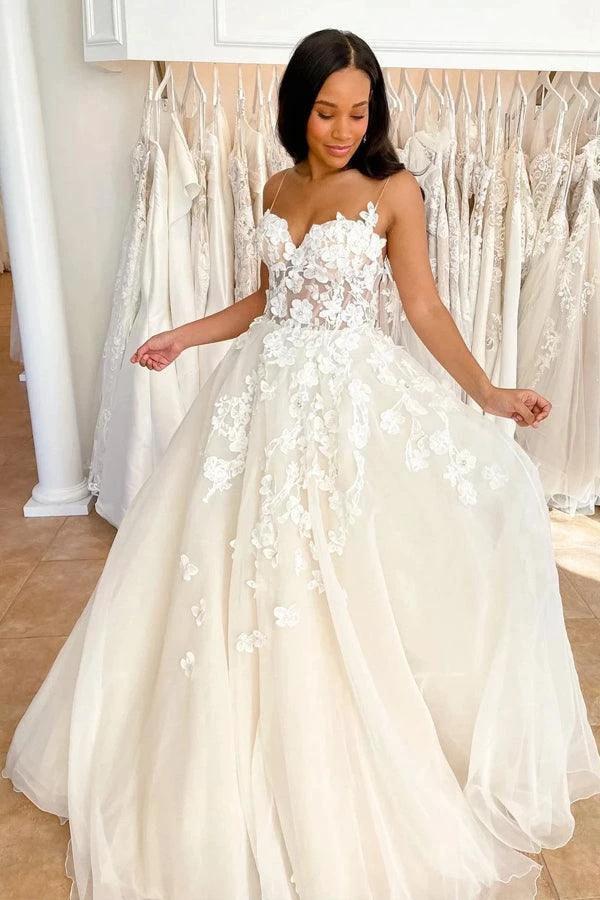 Wedding Gowns Sweetheart Neck Boho 3D Lace Wedding Dresses WD602 - Image 2