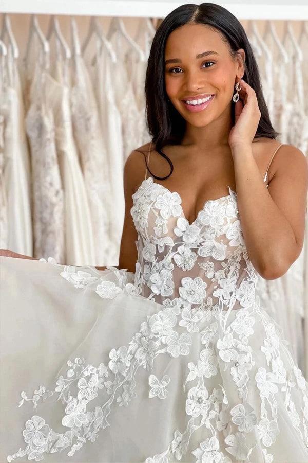 Wedding Gowns Sweetheart Neck Boho 3D Lace Wedding Dresses WD602 - Image 4