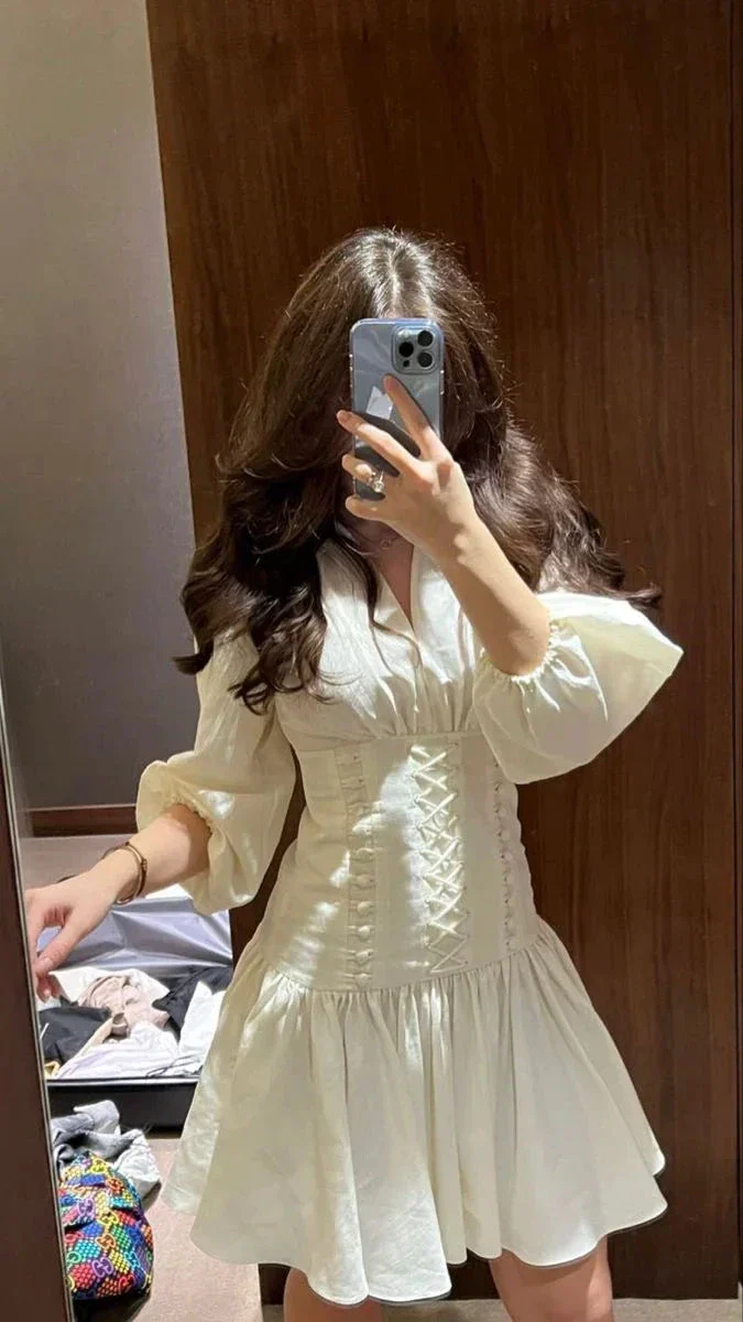White A-line Homecoming Dress White Party Dress Y5676 - Image 2