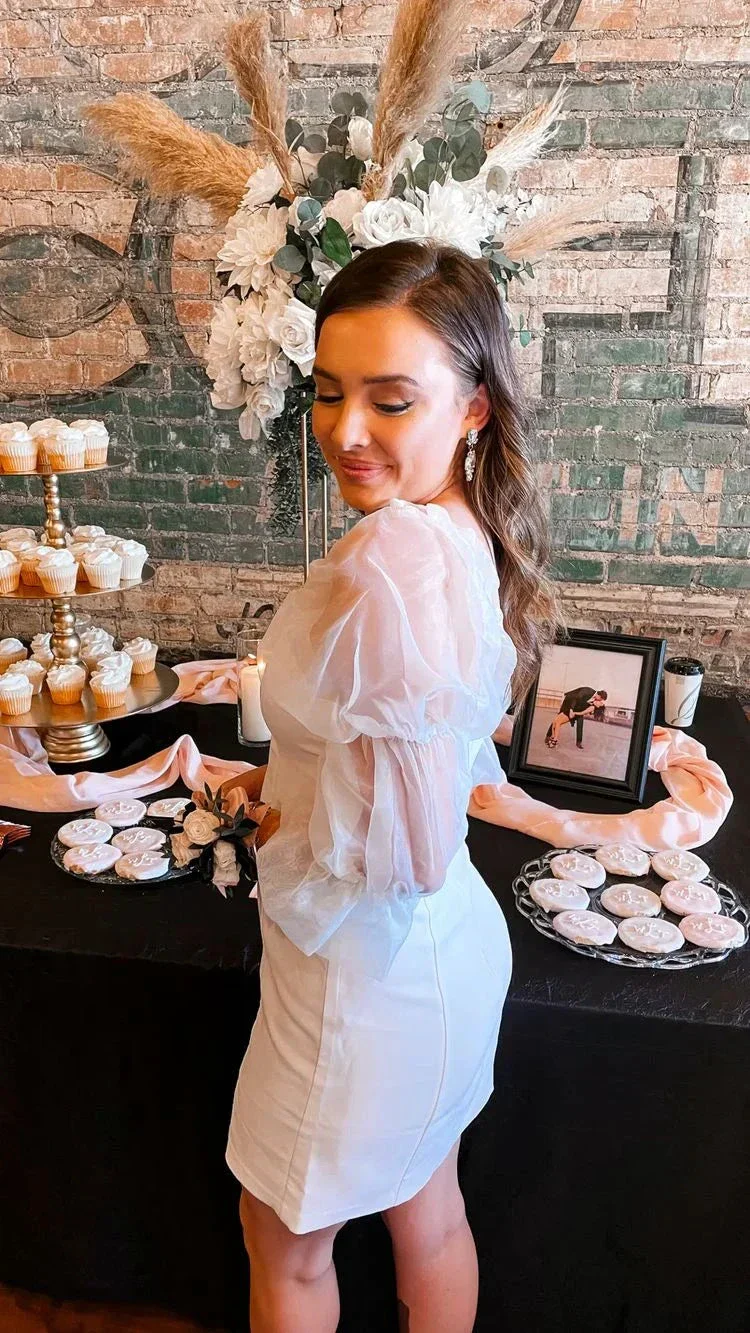 White Homecoming Dress White Party Dress Y2277 - Image 2