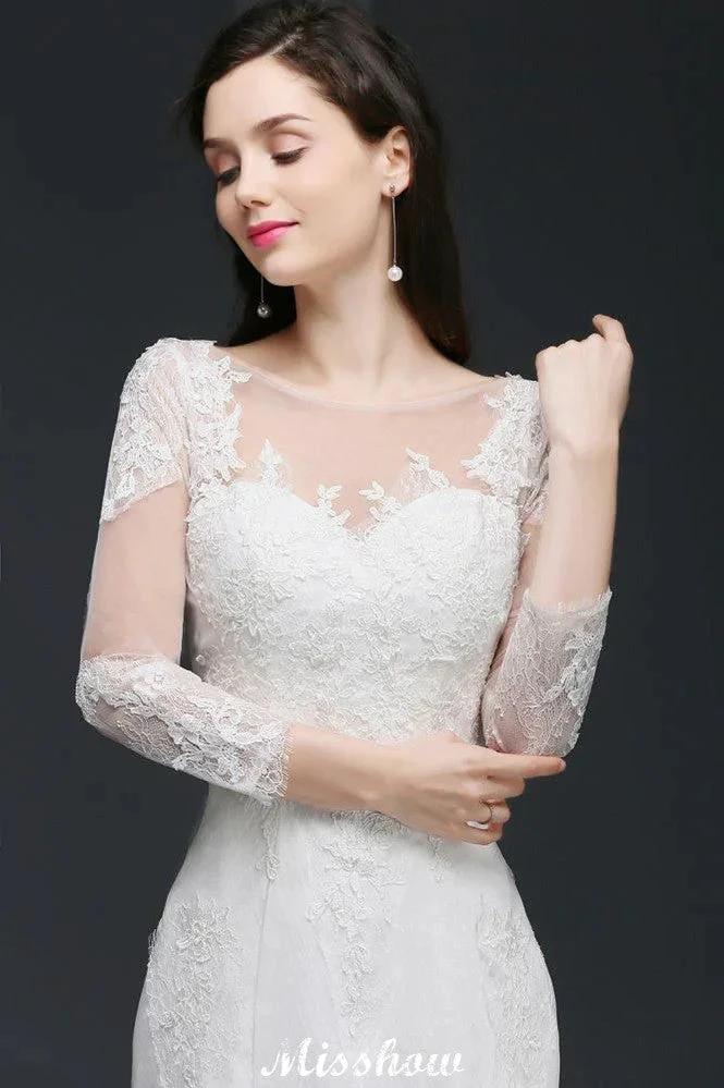 White Lace Mermaid Jewel Wedding Dress - Image 5
