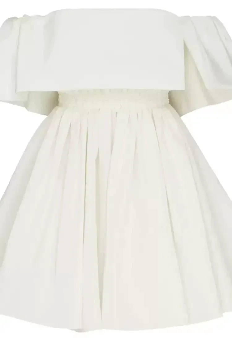 White Off the Shoulder Mini Homecoming Dresses A-line Dresses S4014 - Image 2