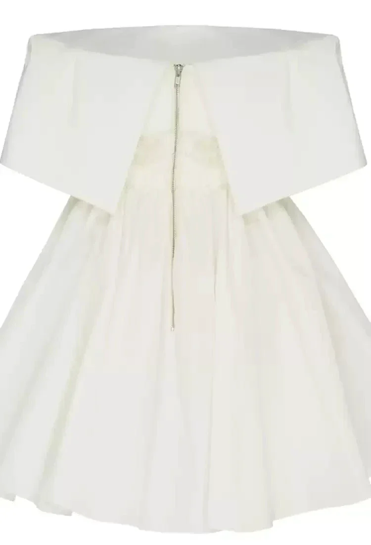 White Off the Shoulder Mini Homecoming Dresses A-line Dresses S4014 - Image 3