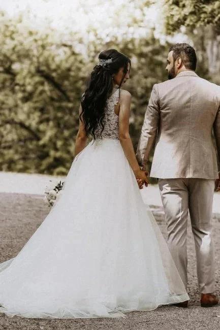 White Princess A-line Tulle Wedding Dress Floor length Bridal Gowns - Image 2