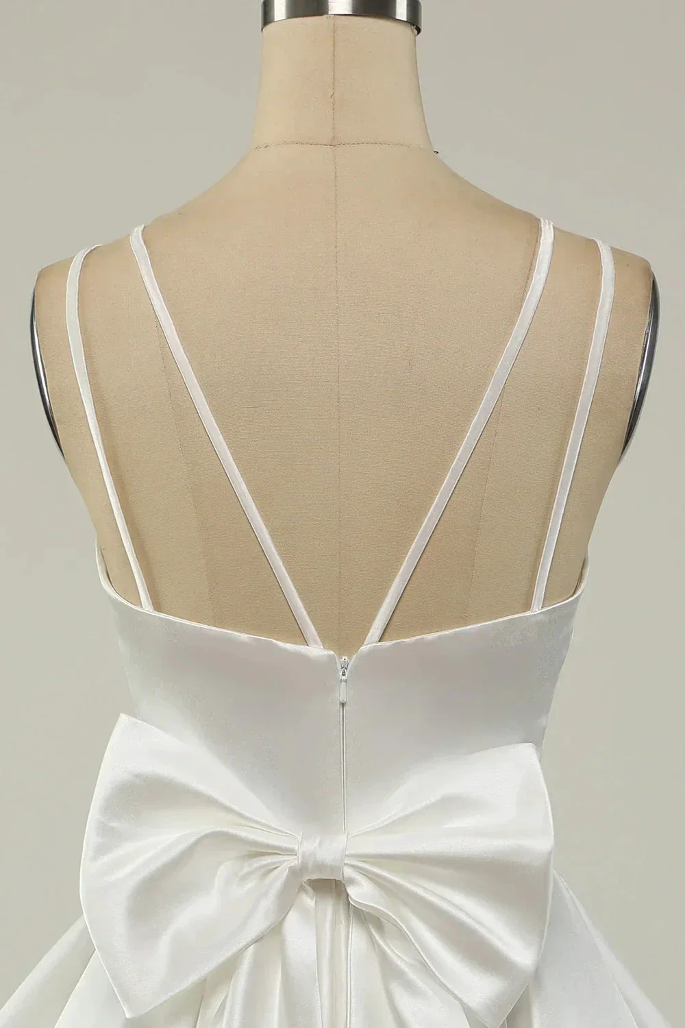 White Satin A-line Graduation Dress White Short Homecoming Dress Y1849 - Image 4
